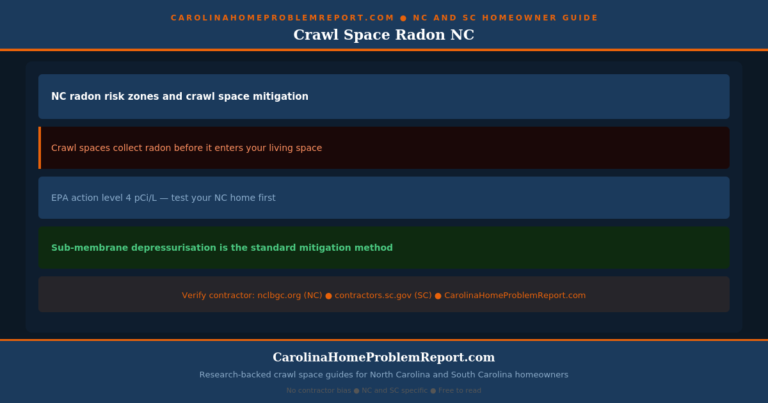 crawl space radon nc — north carolina radon risk zones, how crawl spaces increase exposure, and mitigation options guide for NC and SC homeowners