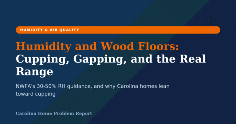 Humidity and wood floors — cupping, gapping, and the NWFA recommended range for a Carolina home