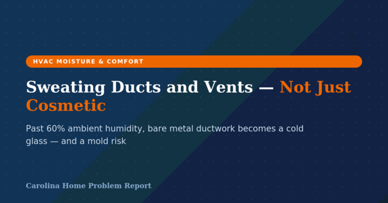 Sweating ducts and vents on HVAC ductwork in a humid Carolina home