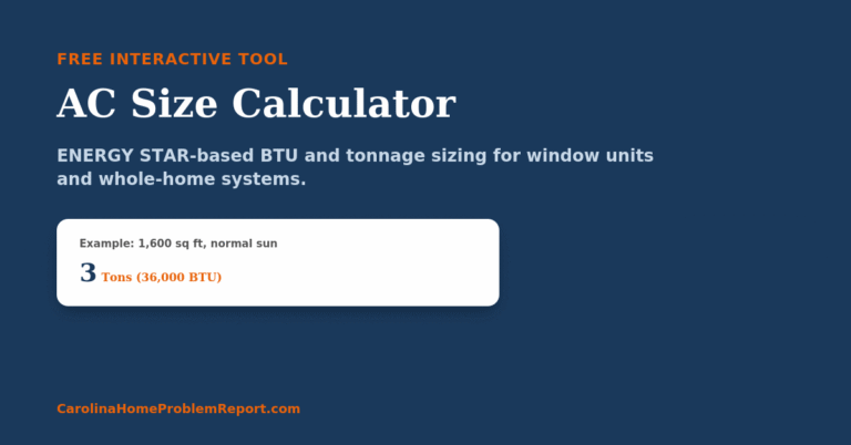Free AC size calculator — enter square footage and sun exposure for an instant BTU or tonnage recommendation