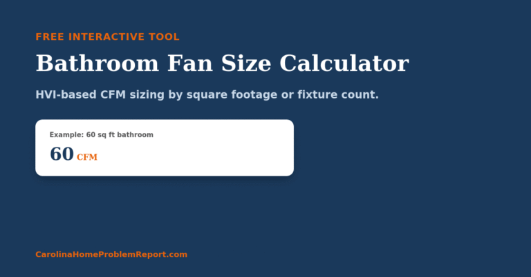 Free bathroom fan size calculator — enter square footage or fixtures for an instant CFM recommendation