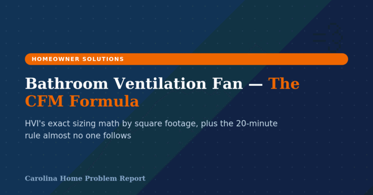Bathroom Ventilation Fan — The CFM Formula, Carolina Home Problem Report