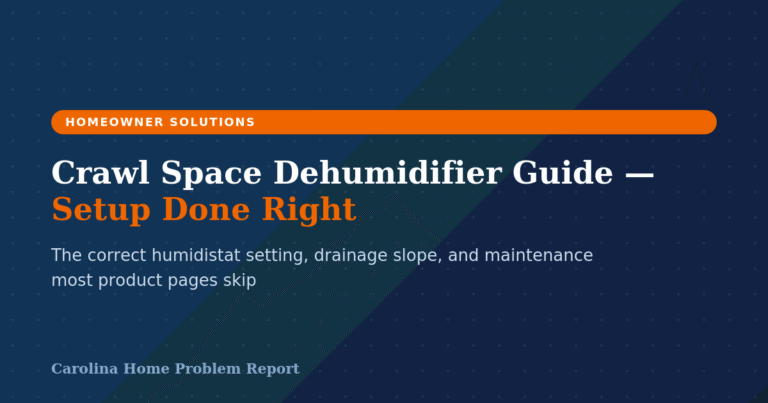 Crawl Space Dehumidifier Guide — Setup Done Right, Carolina Home Problem Report