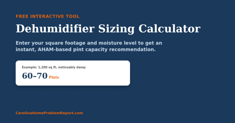 Free dehumidifier sizing calculator — enter square footage and moisture level for an instant pint capacity recommendation